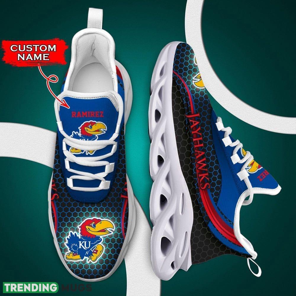 Kansas Jayhawks Sunset Custom Name Max Soul Sneakers Luxury NCAA Clunky For Men Women Gift For Fans - Kansas Jayhawks Max Soul Shoes Luxury NCAA_1 Kansas Jayhawks Sunset Custom Name Max Soul Sneakers Luxury NCAA Clunky For Men Women Gift For Fans - Kansas Jayhawks Max Soul Shoes Luxury NCAA_1