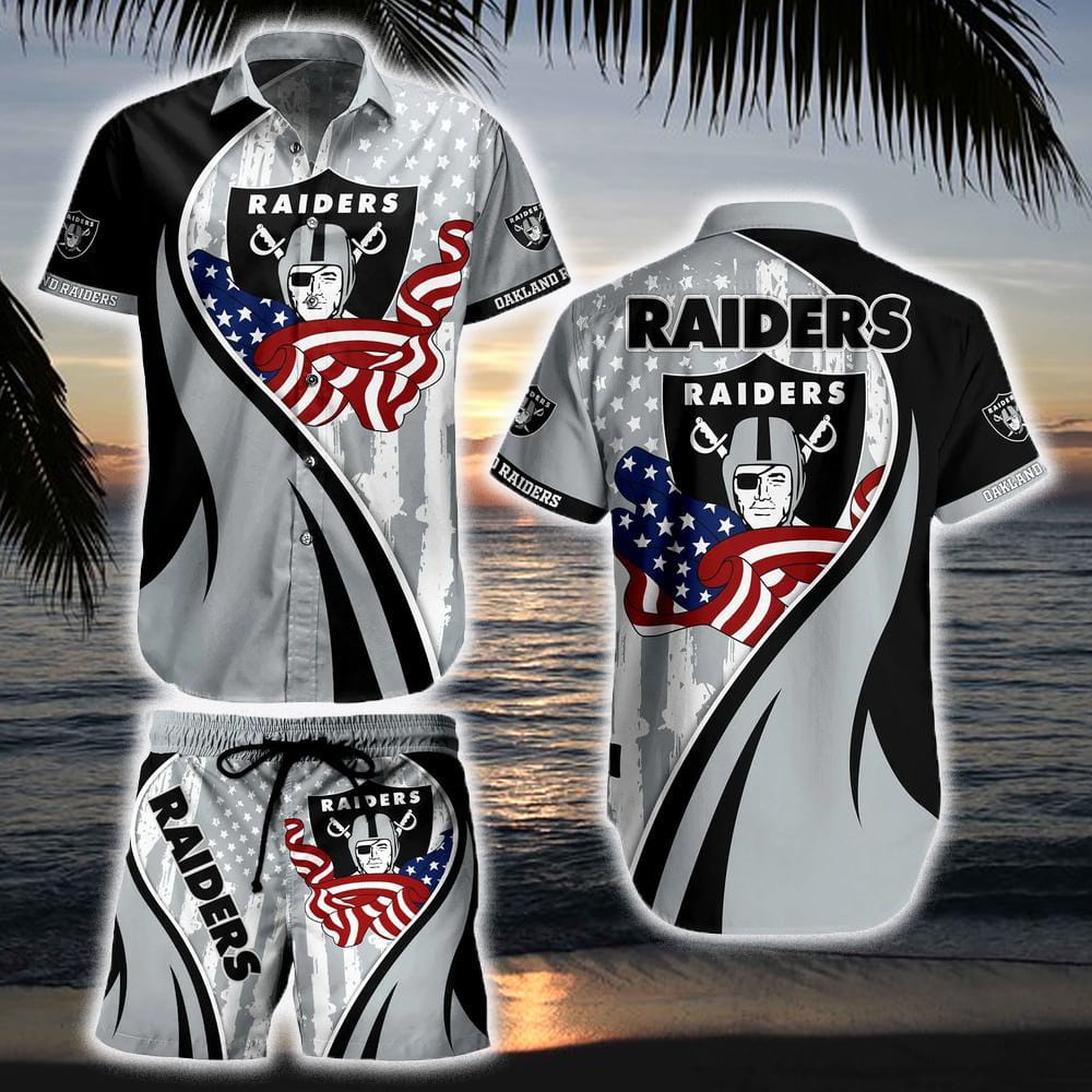 Las Vegas Raiders NFL – Vintage US Flag Graphic Hawaiian Shirt And Short For Men Women Gift New Trends Summer Big Fans - 290124-104031 Las Vegas Raiders NFL – Vintage US Flag Graphic Hawaiian Shirt And Short For Men Women Gift New Trends Summer Big Fans - 290124-104031