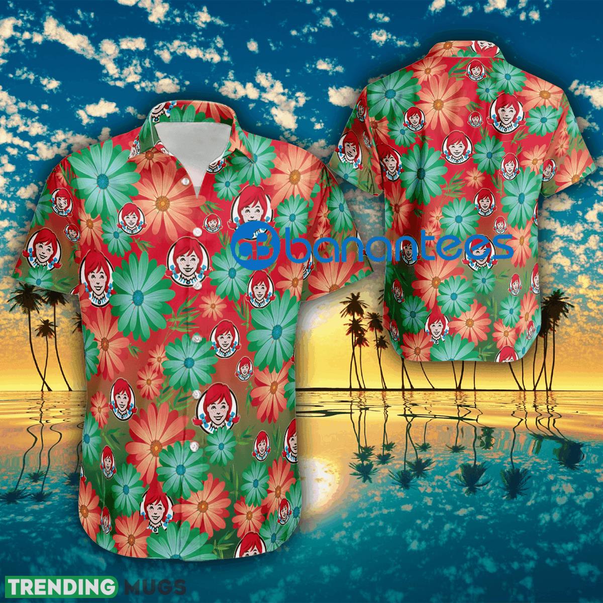 Logo WENDY'S Flower Beach Hawaiian Shirt All Over Print For Men And Women - Logo WENDY'S Flower Beach Hawaiian Shirt All Over Print For Men And Women