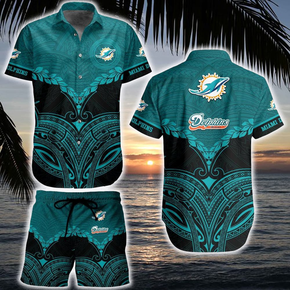 Miami Dolphins Football NFL Polynesian Pattern New Hawaiian Shirt And Short For Men Women Gift New Trends Summer Big Fans - 300124-090110 Miami Dolphins Football NFL Polynesian Pattern New Hawaiian Shirt And Short For Men Women Gift New Trends Summer Big Fans - 300124-090110