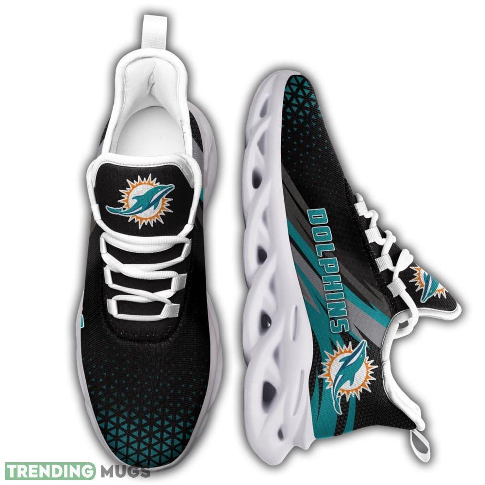 Miami Dolphins Logo Custom Name Pattern 3D Max Soul Sneaker Shoes In Black Max Soul Miami Dolphins Logo Custom Name Pattern 3D Max Soul Sneaker Shoes In Black Max Soul