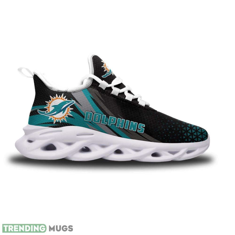 Miami Dolphins Logo Custom Name Pattern 3D Max Soul Sneaker Shoes In Black Max Soul Miami Dolphins Logo Custom Name Pattern 3D Max Soul Sneaker Shoes In Black Max Soul