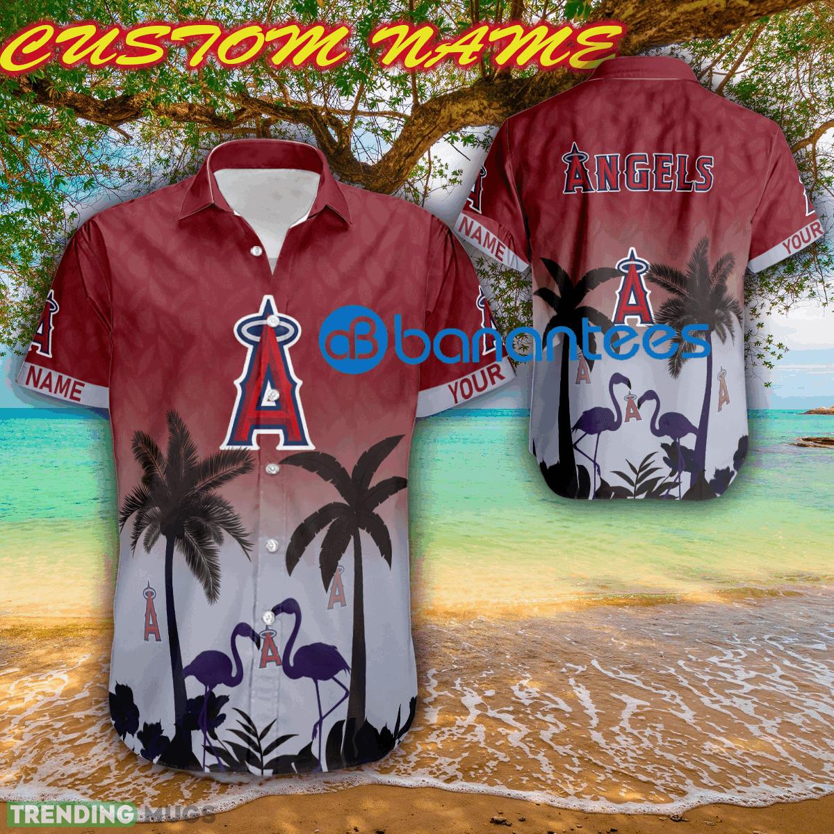 MLB Los Angeles Angels Cruise Logo Aloha Hawaiian Shirt Gift For Fans Custom Name - MLB Los Angeles Angels Cruise Logo Aloha Hawaiian Shirt Gift For Fans Custom Name