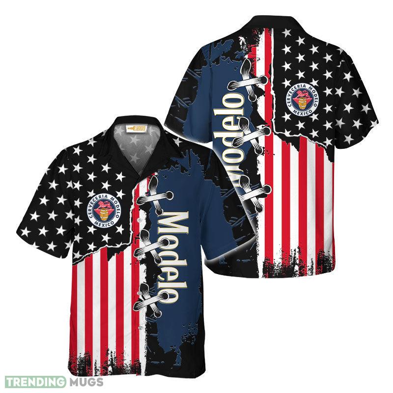 Modelo USA Flag Patriotic Hawaiian Shirt - Modelo USA Flag Patriotic Hawaiian Shirt