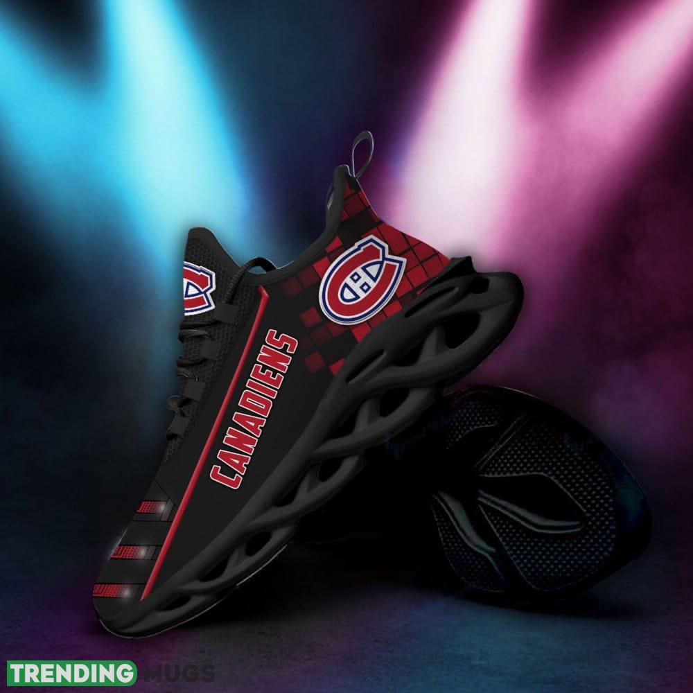 Montreal Canadiens Logo Custom Name Pattern 3D Max Soul Sneaker Shoes In Black Max Soul Montreal Canadiens Logo Custom Name Pattern 3D Max Soul Sneaker Shoes In Black Max Soul