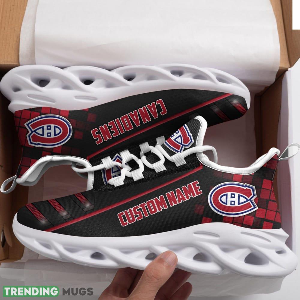 Montreal Canadiens Logo Pattern Custom Name 3D Max Soul Sneaker Shoes In Black Red Max Soul Montreal Canadiens Logo Pattern Custom Name 3D Max Soul Sneaker Shoes In Black Red Max Soul