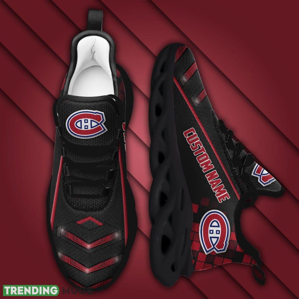 Montreal Canadiens Logo Pattern Custom Name 3D Max Soul Sneaker Shoes In Black Red Max Soul Montreal Canadiens Logo Pattern Custom Name 3D Max Soul Sneaker Shoes In Black Red Max Soul