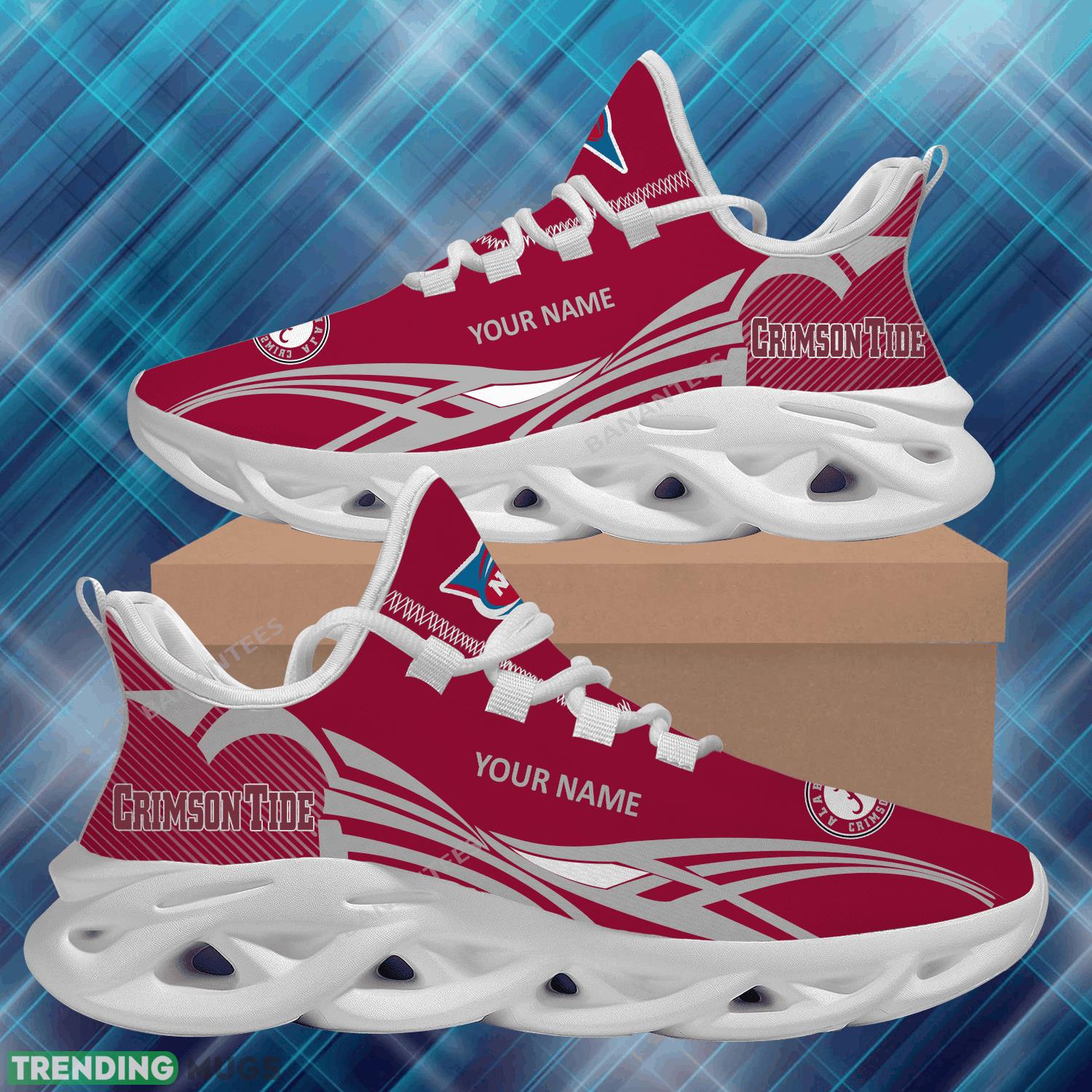NCAA Alabama Crimson Tide Max Soul Shoes New Personalized Badge Running Sneaker Max Soul NCAA Alabama Crimson Tide Max Soul Shoes New Personalized Badge Running Sneaker Max Soul