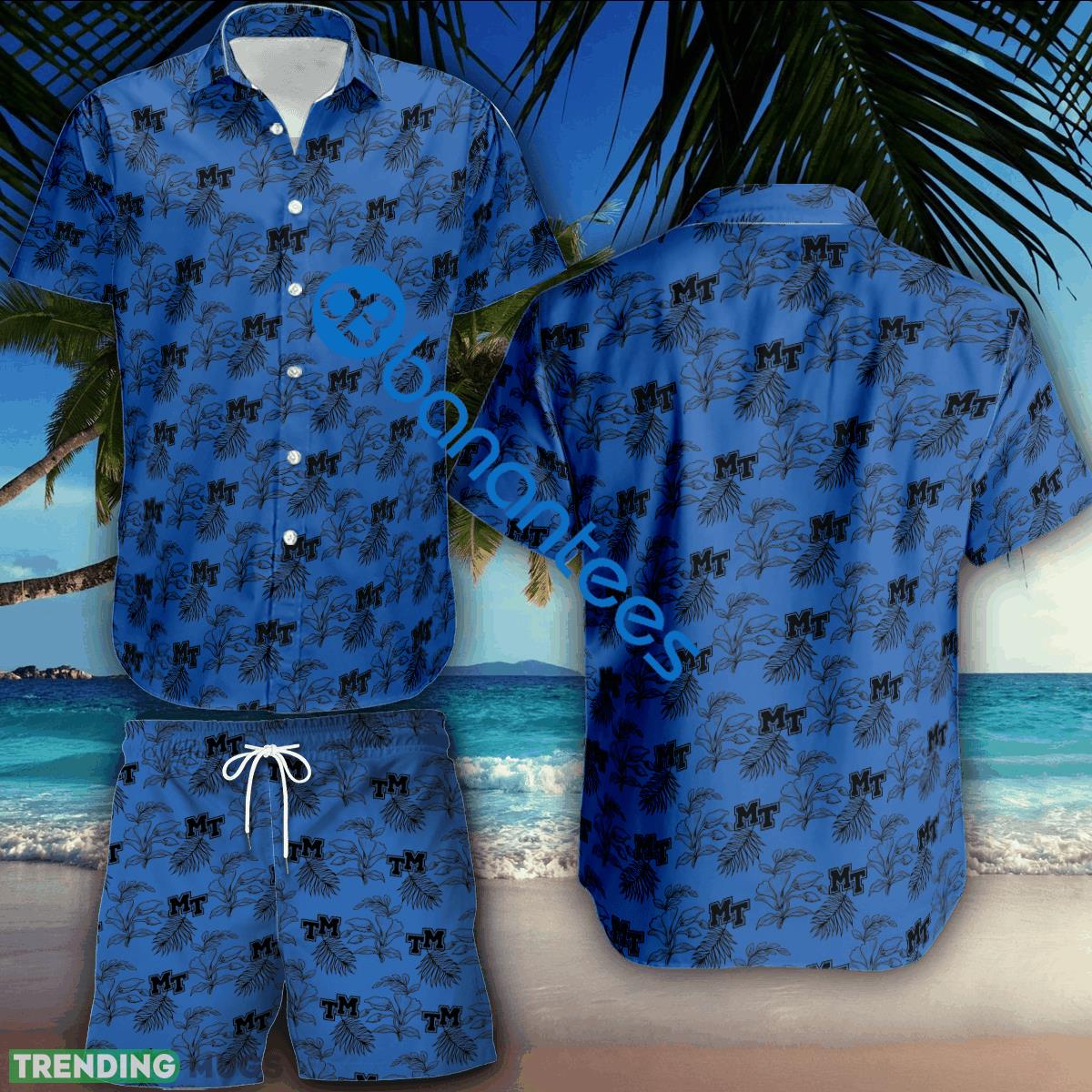 NCAA Middle Tenn Blue Raiders Combo Hawaiian Shirt & Short Logo Summer Beach - NCAA Middle Tenn Blue Raiders Combo Hawaiian Shirt & Short Logo Summer Beach