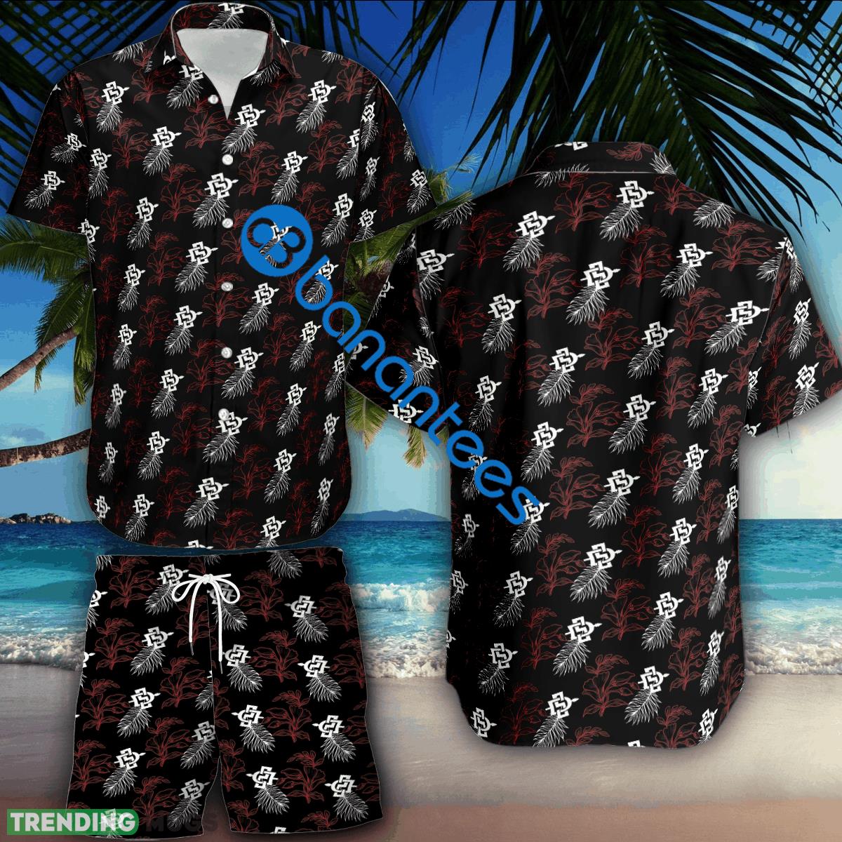NCAA San Diego State Aztecs Combo Hawaiian Shirt & Short Logo Summer Beach - NCAA San Diego State Aztecs Combo Hawaiian Shirt & Short Logo Summer Beach