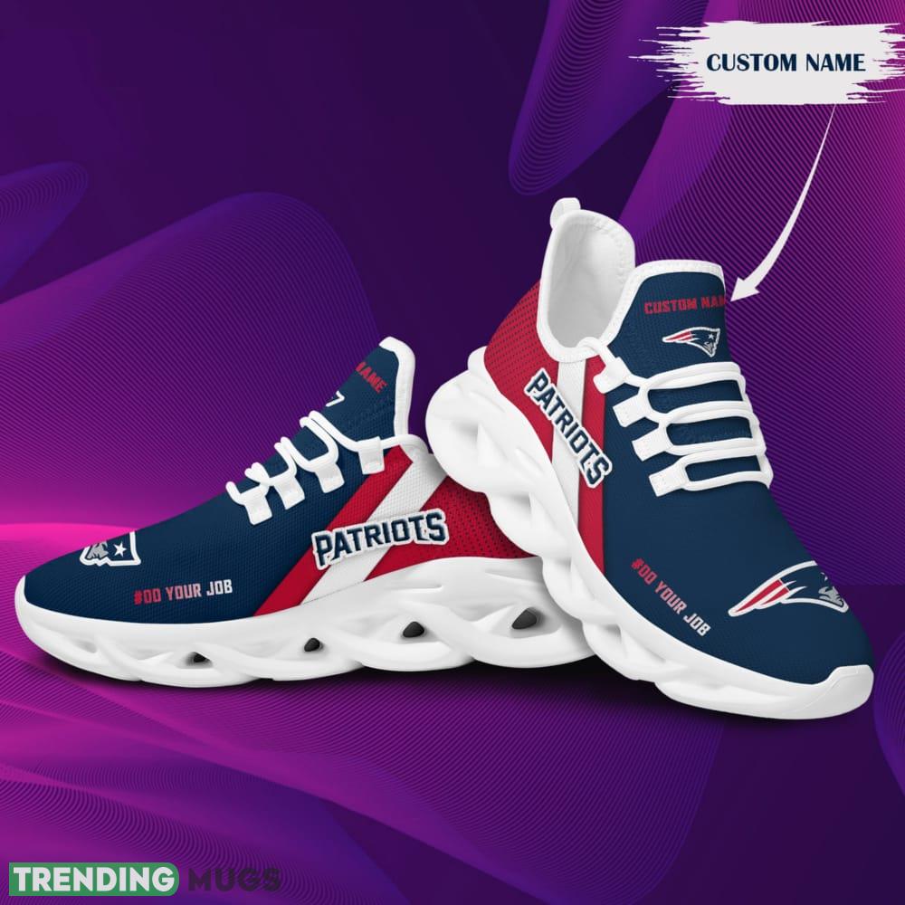 New England Patriots Logo Custom Name Pattern 3D Max Soul Sneaker Shoes In Red And Blue Max Soul New England Patriots Logo Custom Name Pattern 3D Max Soul Sneaker Shoes In Red And Blue Max Soul