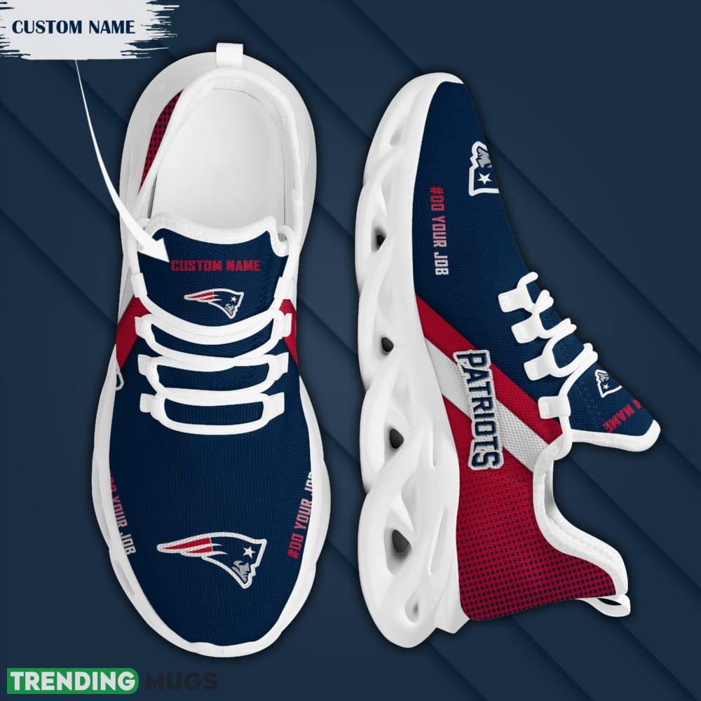 New England Patriots Logo Custom Name Pattern 3D Max Soul Sneaker Shoes In Red And Blue Max Soul New England Patriots Logo Custom Name Pattern 3D Max Soul Sneaker Shoes In Red And Blue Max Soul