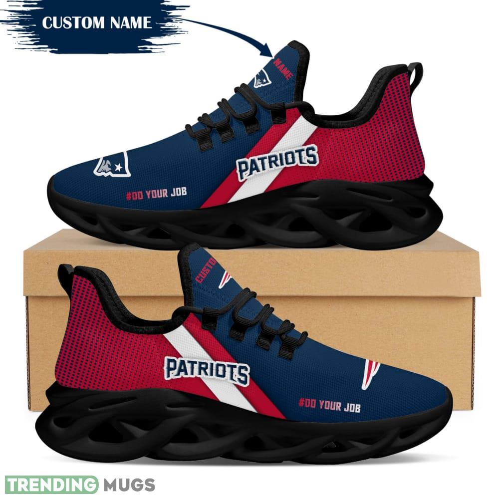 New England Patriots Logo Custom Name Pattern 3D Max Soul Sneaker Shoes In Red And Blue Max Soul New England Patriots Logo Custom Name Pattern 3D Max Soul Sneaker Shoes In Red And Blue Max Soul