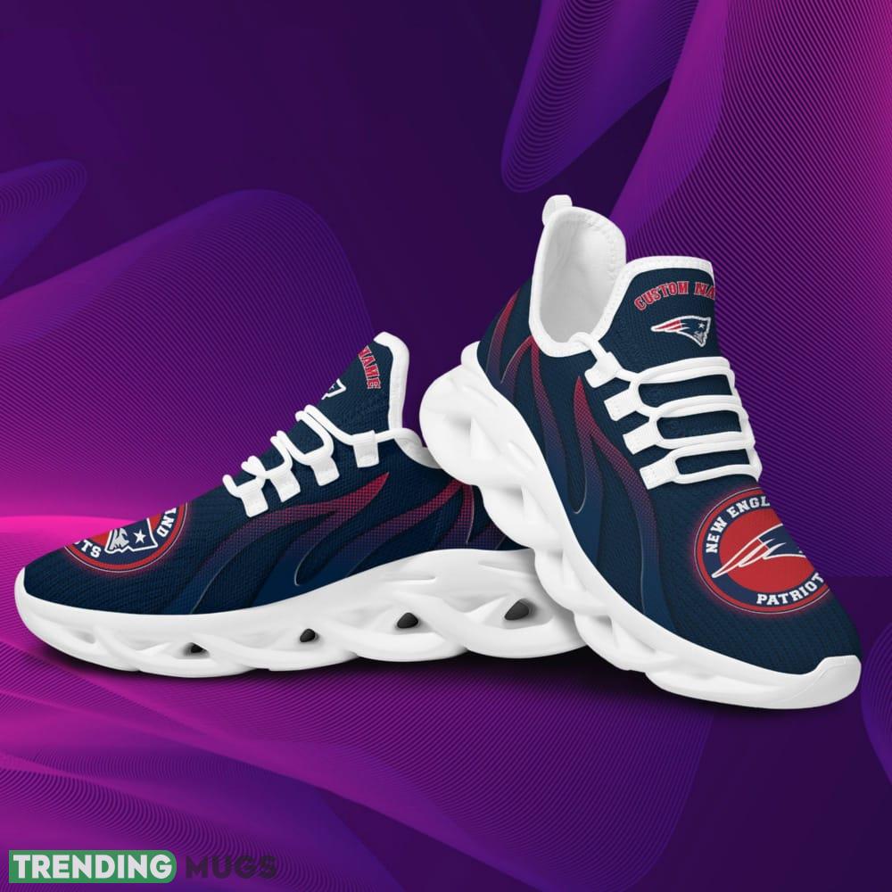 New England Patriots Logo Custom Name Pattern In Navy Blue 3D Max Soul Sneaker Shoes Max Soul New England Patriots Logo Custom Name Pattern In Navy Blue 3D Max Soul Sneaker Shoes Max Soul