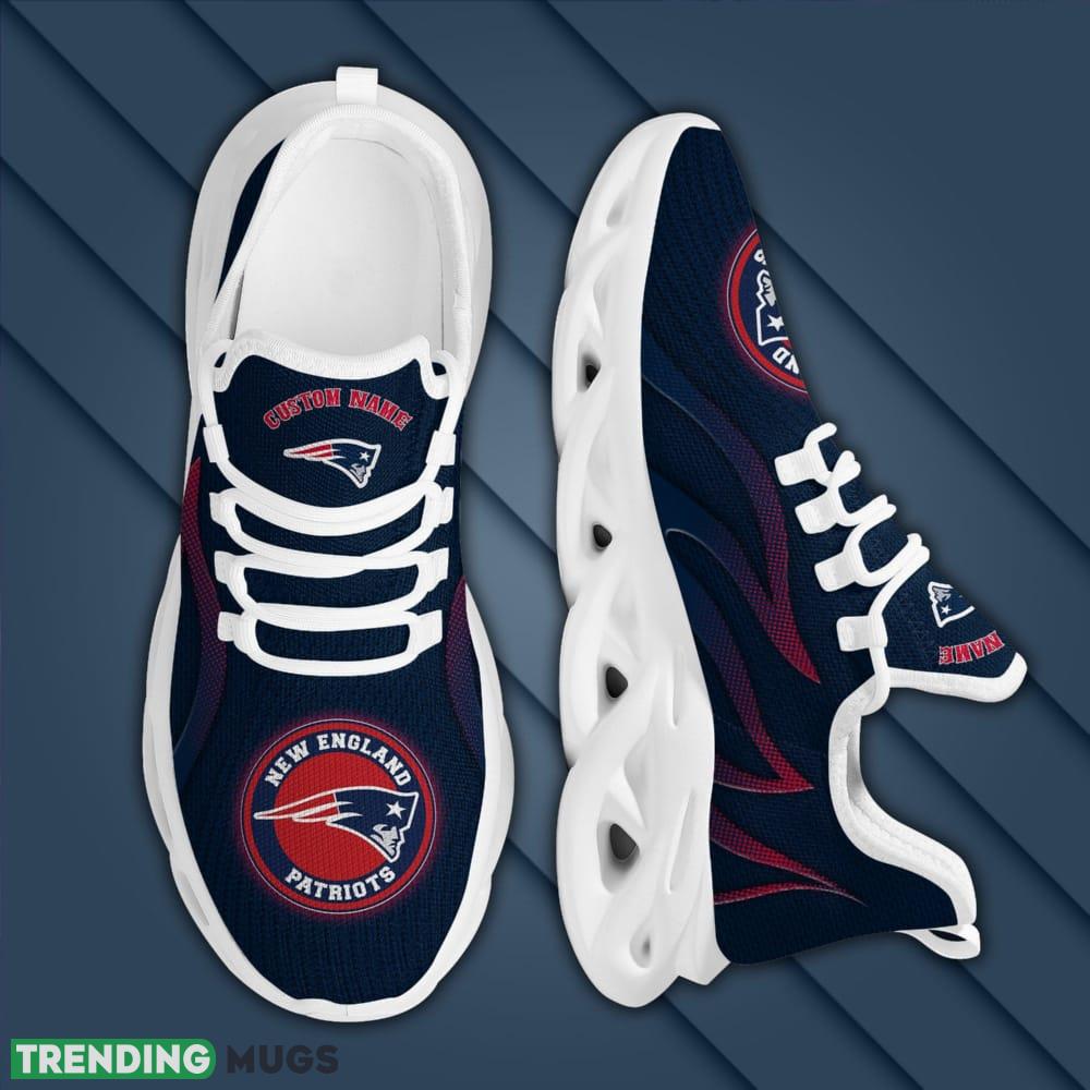 New England Patriots Logo Custom Name Pattern In Navy Blue 3D Max Soul Sneaker Shoes Max Soul New England Patriots Logo Custom Name Pattern In Navy Blue 3D Max Soul Sneaker Shoes Max Soul