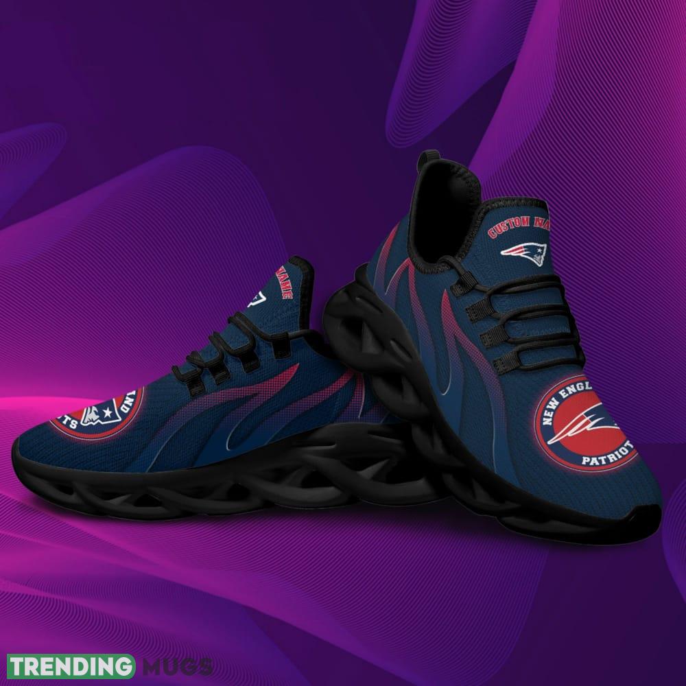 New England Patriots Logo Custom Name Pattern In Navy Blue 3D Max Soul Sneaker Shoes Max Soul New England Patriots Logo Custom Name Pattern In Navy Blue 3D Max Soul Sneaker Shoes Max Soul