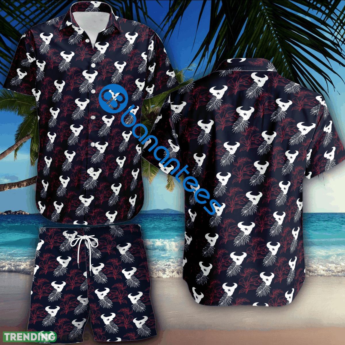 NFL Houston Texans Combo Hawaiian Shirt & Short Logo Summer Beach - NFL Houston Texans Combo Hawaiian Shirt & Short Logo Summer Beach