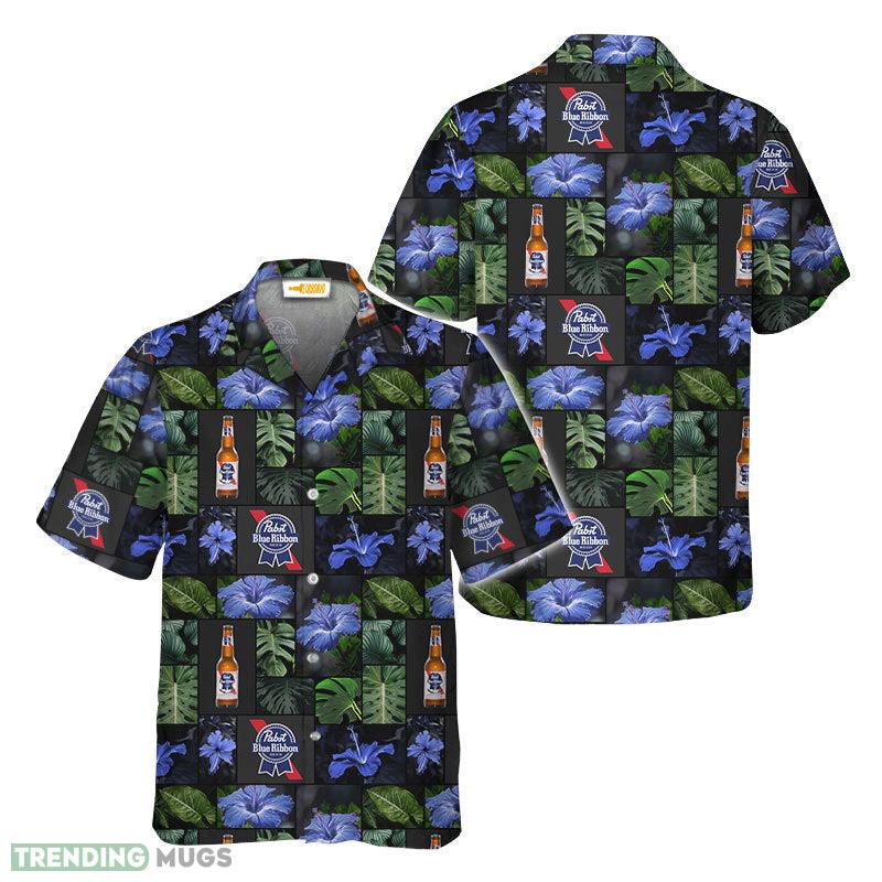 Pabst Blue Ribbon Tropical Hibiscus Flower Hawaiian Shirt - Pabst Blue Ribbon Tropical Hibiscus Flower Hawaiian Shirt