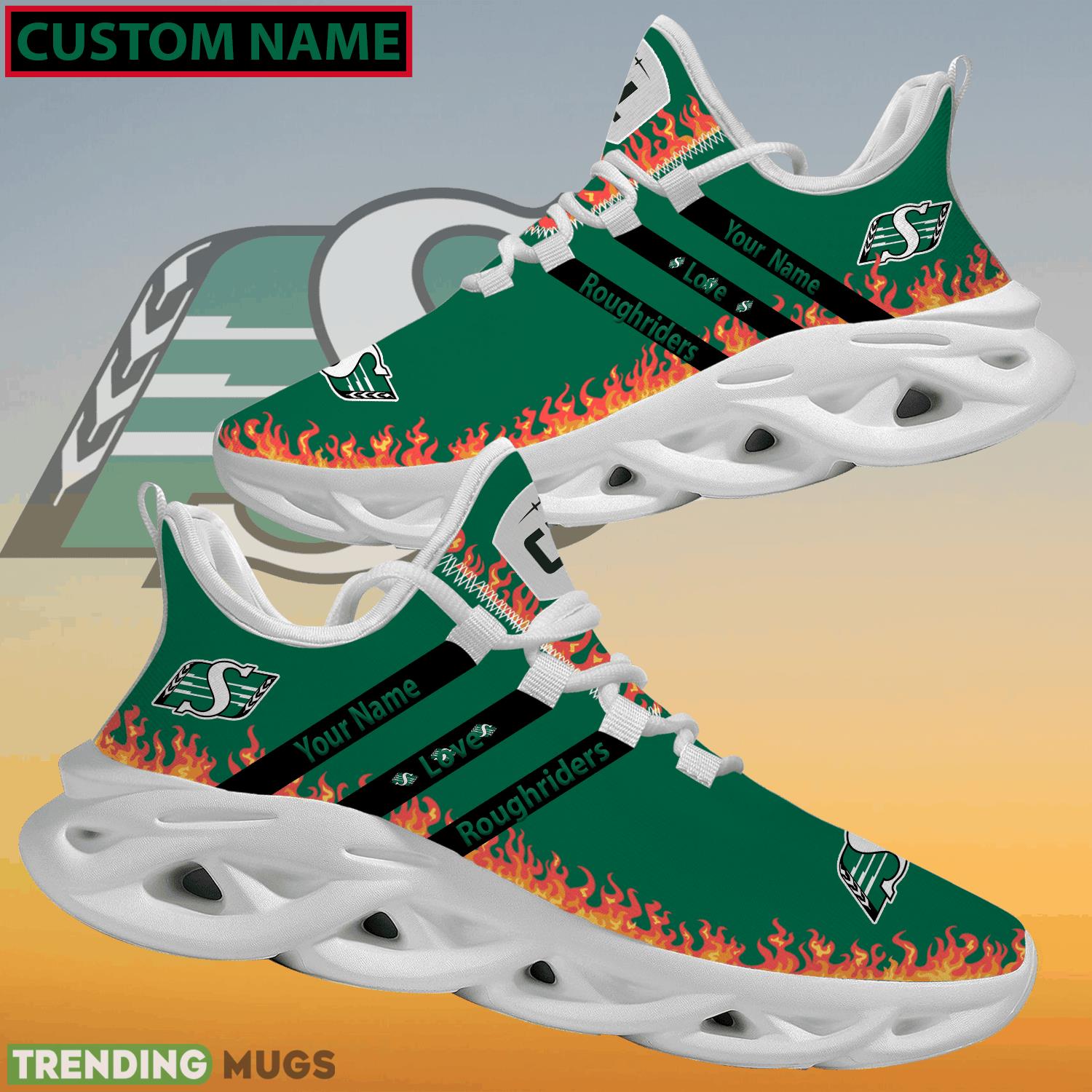 Personalized CFL Saskatchewan Roughriders Logo New Style Max Soul Shoes For Men And Women Max Soul Personalized CFL Saskatchewan Roughriders Logo New Style Max Soul Shoes For Men And Women Max Soul