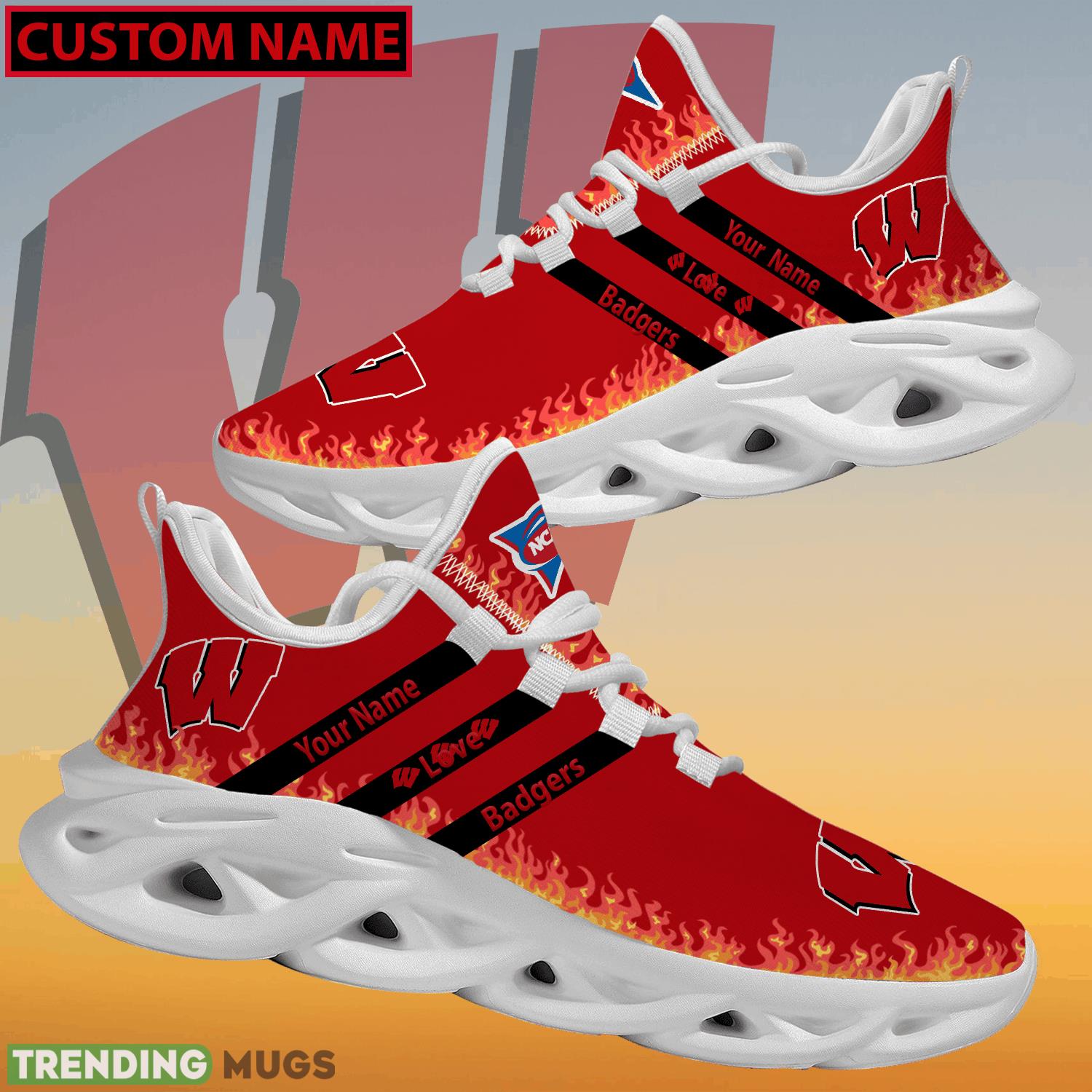 Personalized NCAA Wisconsin Badgers Logo New Style Max Soul Shoes For Fans Max Soul Personalized NCAA Wisconsin Badgers Logo New Style Max Soul Shoes For Fans Max Soul