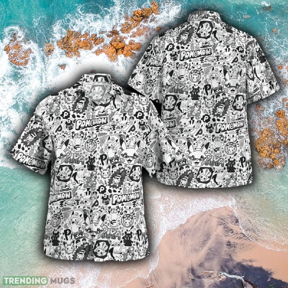 Pikachu Pokemon Black White Surfboard Brand New 3D Hawaiian Shirt And Short Combo Men And Women Gift - Pikachu Pokemon Black White Hawaiian Shirt_1 Pikachu Pokemon Black White Surfboard Brand New 3D Hawaiian Shirt And Short Combo Men And Women Gift - Pikachu Pokemon Black White Hawaiian Shirt_1