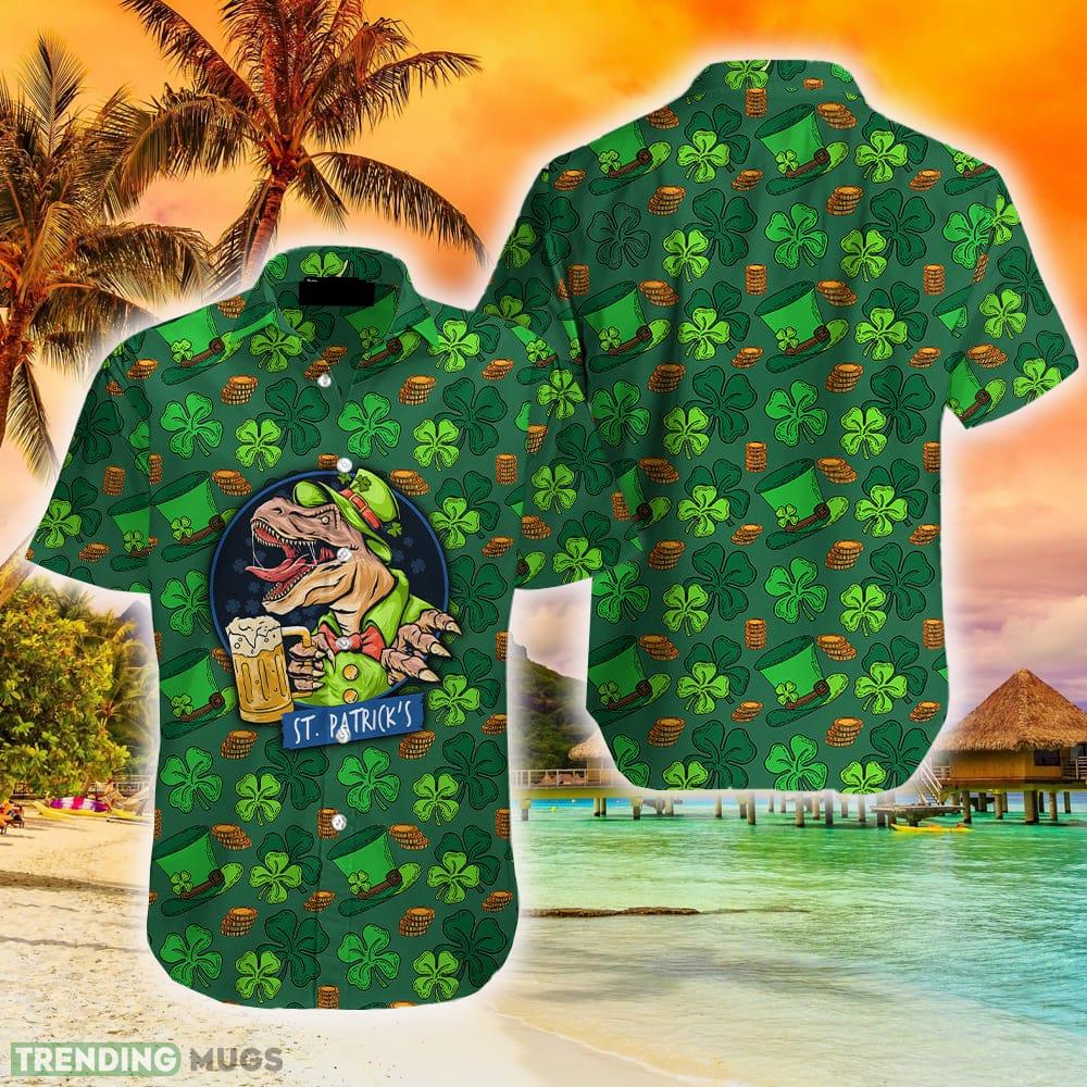 St Patricks Day Party With A Dinosaur T Rex Hawaiian Shirt Summer For Men And Women Hawaiian Shirt St Patricks Day Party With A Dinosaur T Rex Hawaiian Shirt Summer For Men And Women Hawaiian Shirt