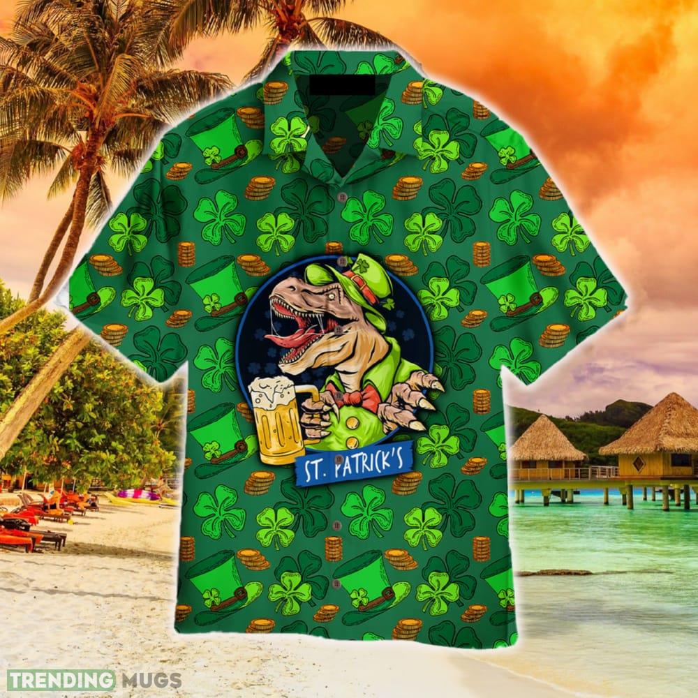 St Patricks Day Party With A Dinosaur T Rex Hawaiian Shirt Summer For Men And Women - St Patricks Day Party With A Dinosaur T Rex Hawaiian Shirt Aloha For Men And Women_1 St Patricks Day Party With A Dinosaur T Rex Hawaiian Shirt Summer For Men And Women - St Patricks Day Party With A Dinosaur T Rex Hawaiian Shirt Aloha For Men And Women_1