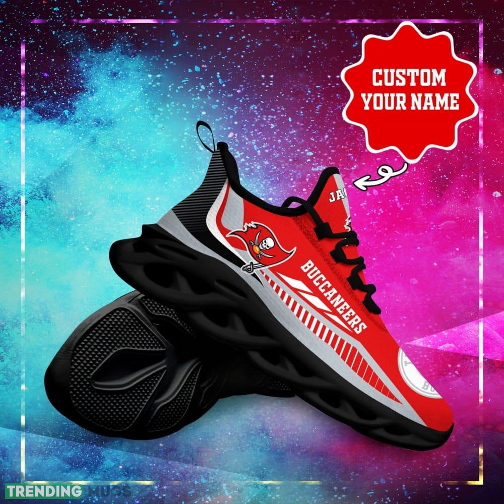 Tampa Bay Buccaneers Logo Stripe Line Pattern Custom Name 3D Max Soul Sneaker Shoes Max Soul Tampa Bay Buccaneers Logo Stripe Line Pattern Custom Name 3D Max Soul Sneaker Shoes Max Soul