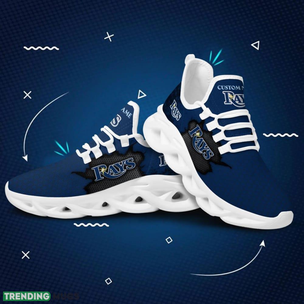 Tampa Bay Rays Cracked Design Logo Pattern Custom Name 3D Max Soul Sneaker Shoes Max Soul Tampa Bay Rays Cracked Design Logo Pattern Custom Name 3D Max Soul Sneaker Shoes Max Soul