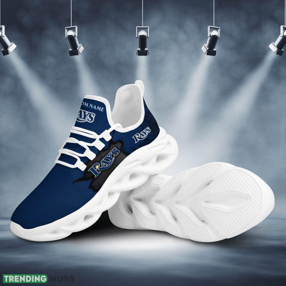Tampa Bay Rays Cracked Design Logo Pattern Custom Name 3D Max Soul Sneaker Shoes Max Soul Tampa Bay Rays Cracked Design Logo Pattern Custom Name 3D Max Soul Sneaker Shoes Max Soul
