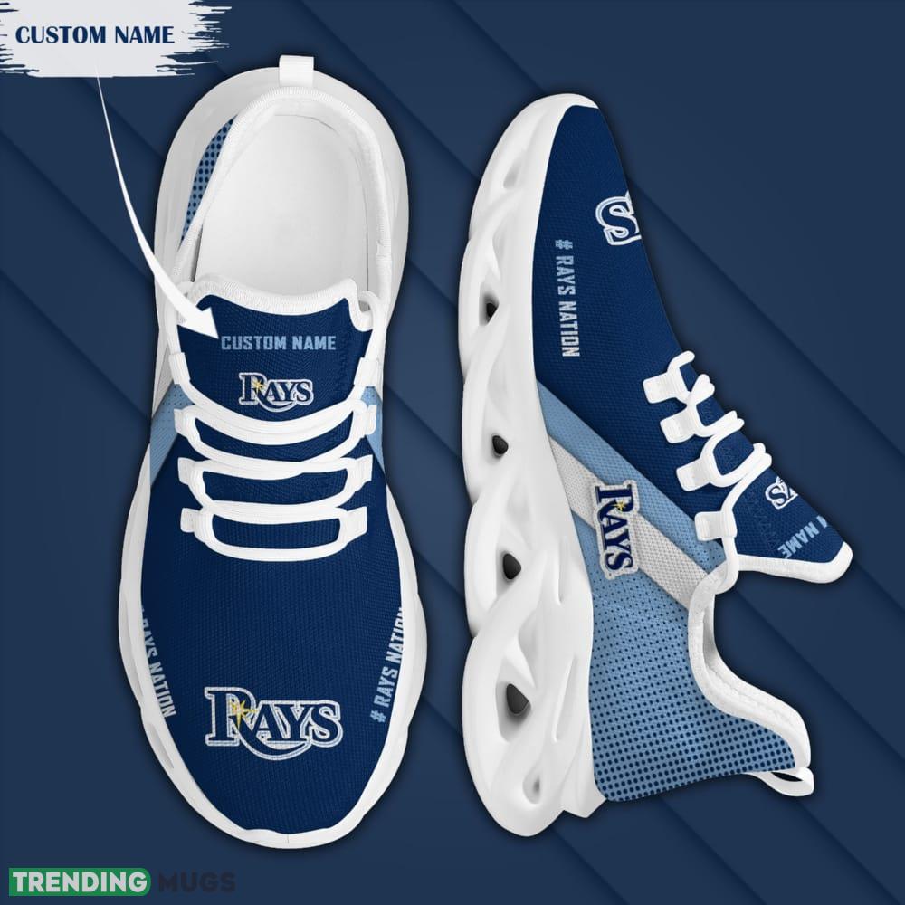Tampa Bay Rays Logo Custom Name Pattern In Blue 3D Max Soul Sneaker Shoes Max Soul Tampa Bay Rays Logo Custom Name Pattern In Blue 3D Max Soul Sneaker Shoes Max Soul