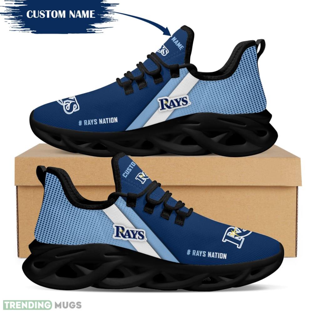 Tampa Bay Rays Logo Custom Name Pattern In Blue 3D Max Soul Sneaker Shoes Max Soul Tampa Bay Rays Logo Custom Name Pattern In Blue 3D Max Soul Sneaker Shoes Max Soul