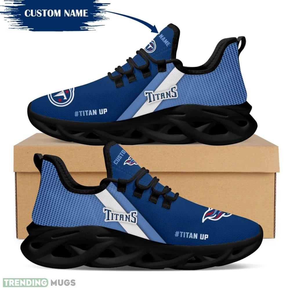 Tennessee Titans Logo Custom Name Pattern In Blue 3D Max Soul Sneaker Shoes Max Soul Tennessee Titans Logo Custom Name Pattern In Blue 3D Max Soul Sneaker Shoes Max Soul