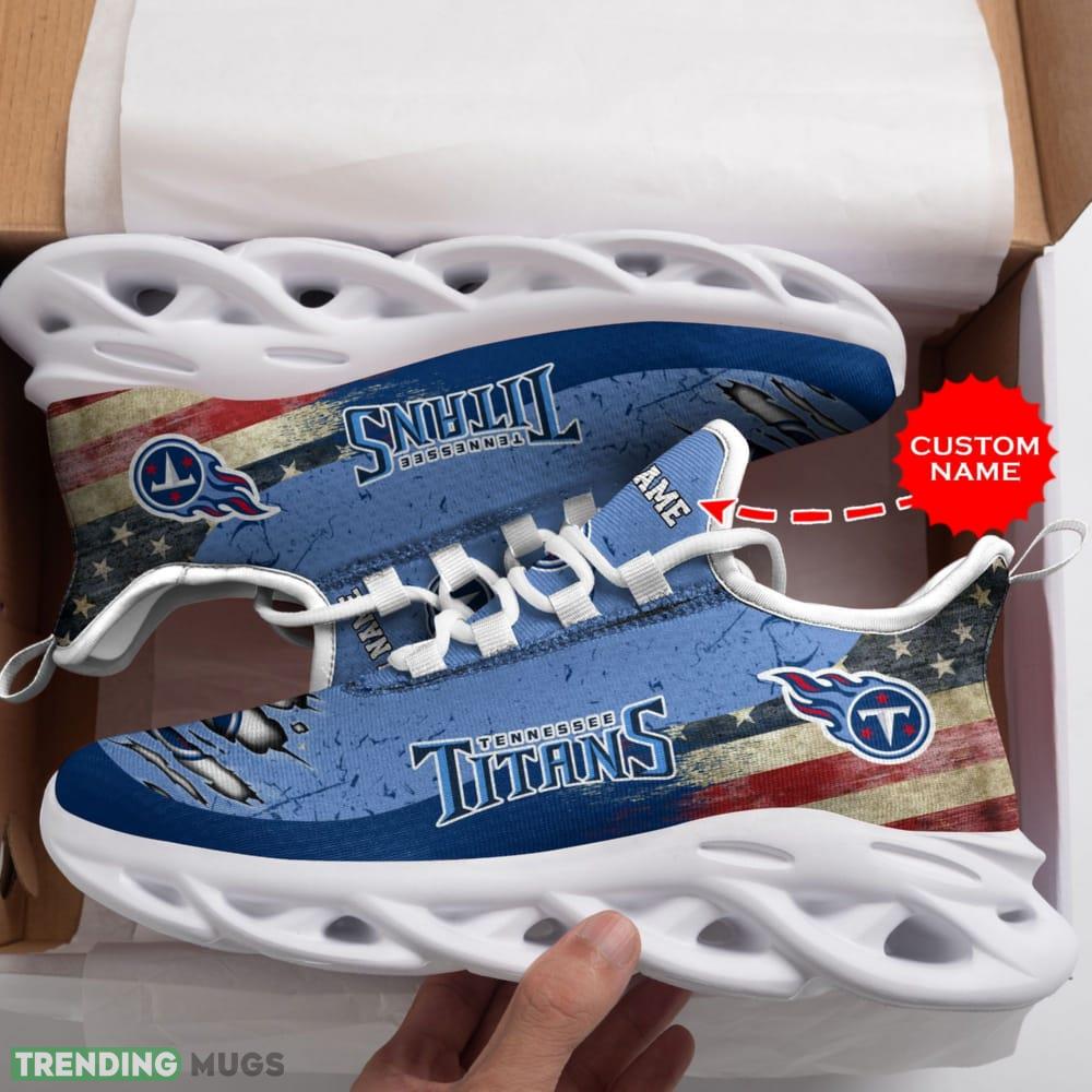 Tennessee Titans Logo Flag Pattern Custom Name 3D Max Soul Sneaker Shoes Max Soul Tennessee Titans Logo Flag Pattern Custom Name 3D Max Soul Sneaker Shoes Max Soul