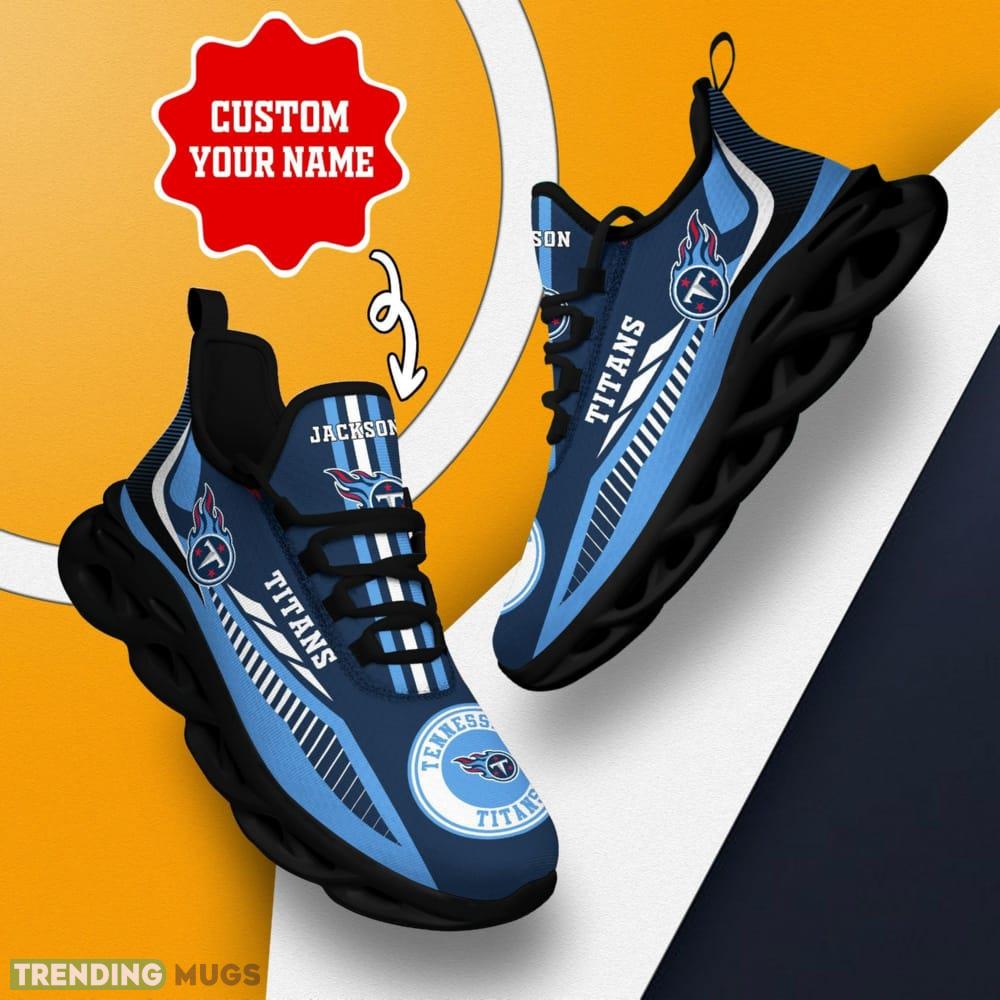 Tennessee Titans Logo Stripe Line Pattern Custom Name 3D Max Soul Sneaker Shoes Max Soul Tennessee Titans Logo Stripe Line Pattern Custom Name 3D Max Soul Sneaker Shoes Max Soul