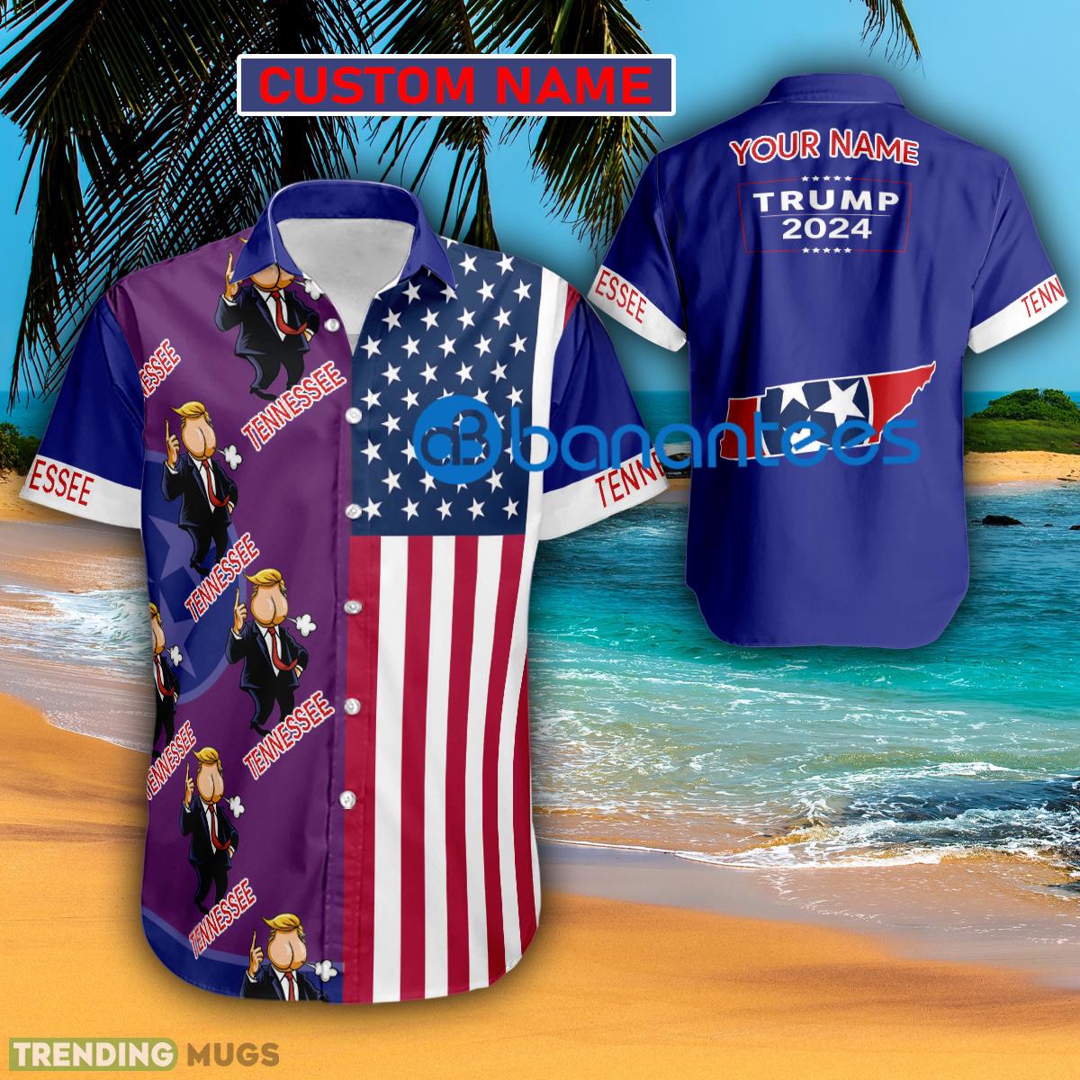 Trump 2024 Butt Face Tennessee Usa Flag Hawaiian Shirt Trending Custom Name Gift - Trump 2024 Butt Face Tennessee Usa Flag Hawaiian Shirt Trending Custom Name Gift