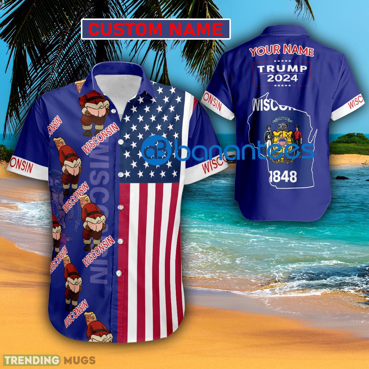 Trump 2024 Butt Up Wisconsin Usa Flag Hawaiian Shirt Trending Custom Name Gift - Trump 2024 Butt Up Wisconsin Usa Flag Hawaiian Shirt Trending Custom Name Gift Trump 2024 Butt Up Wisconsin Usa Flag Hawaiian Shirt Trending Custom Name Gift - Trump 2024 Butt Up Wisconsin Usa Flag Hawaiian Shirt Trending Custom Name Gift
