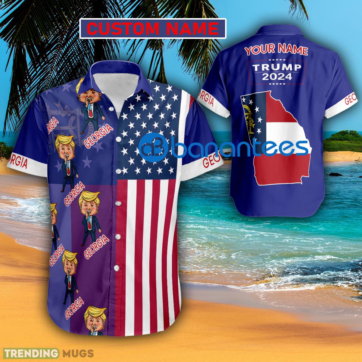 Trump 2024 Cry Georgia Usa Flag Hawaiian Shirt Trending Custom Name Gift - Trump 2024 Cry Georgia Usa Flag Hawaiian Shirt Trending Custom Name Gift