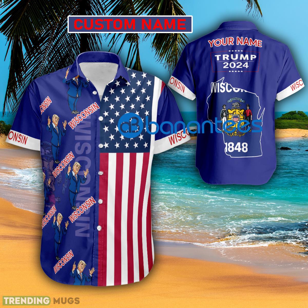 Trump 2024 Explain Wisconsin Usa Flag Hawaiian Shirt Trending Custom Name Gift - Trump 2024 Explain Wisconsin Usa Flag Hawaiian Shirt Trending Custom Name Gift