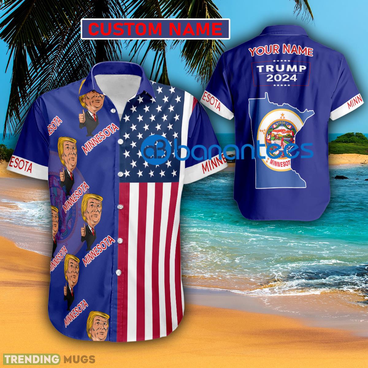 Trump 2024 Like Minnesota Usa Flag Hawaiian Shirt Trending Custom Name Gift - Trump 2024 Like Minnesota Usa Flag Hawaiian Shirt Trending Custom Name Gift