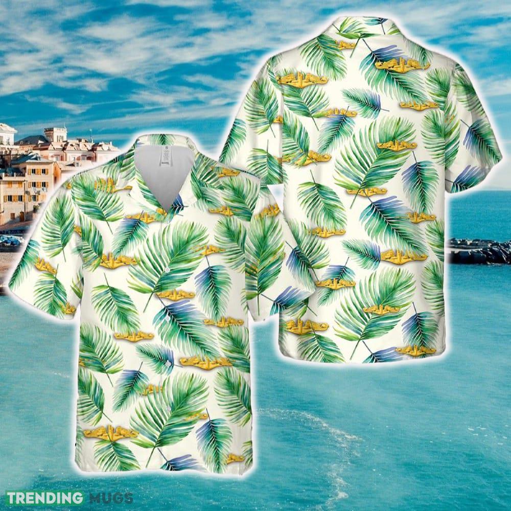 US Navy Submarine Warfare insignia Gold Hawaiian Shirt - US Navy Submarine Warfare insignia Gold Hawaiian Shirt