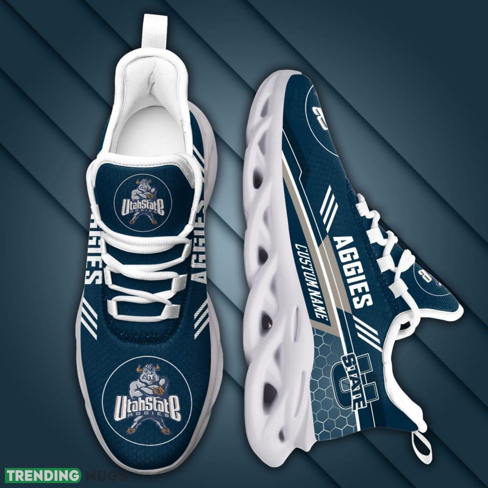 Utah State Aggies Logo Custom Name Pattern 3D Max Soul Sneaker Shoes Max Soul Utah State Aggies Logo Custom Name Pattern 3D Max Soul Sneaker Shoes Max Soul