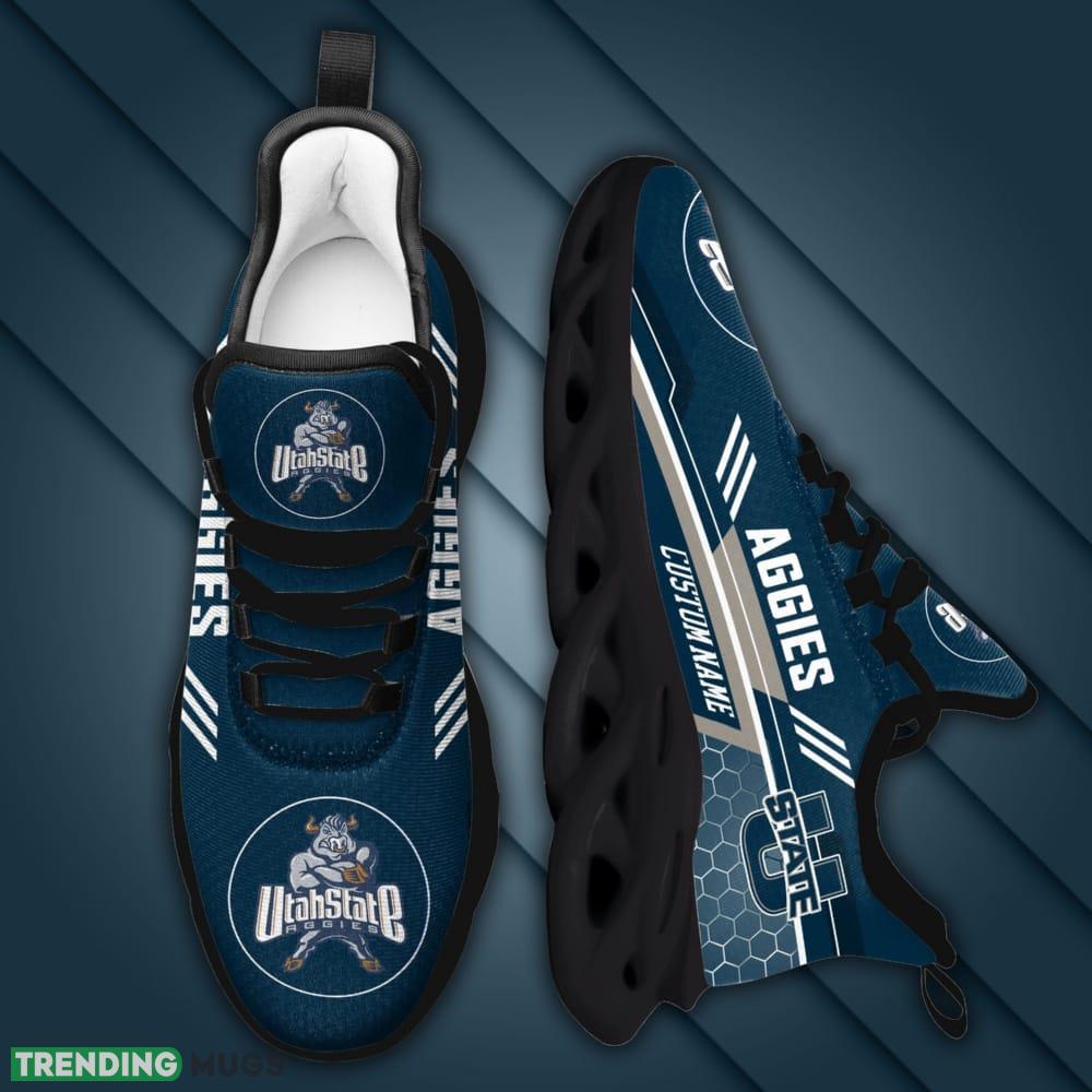 Utah State Aggies Logo Pattern Custom Name 3D Max Soul Sneaker Shoes Max Soul Utah State Aggies Logo Pattern Custom Name 3D Max Soul Sneaker Shoes Max Soul