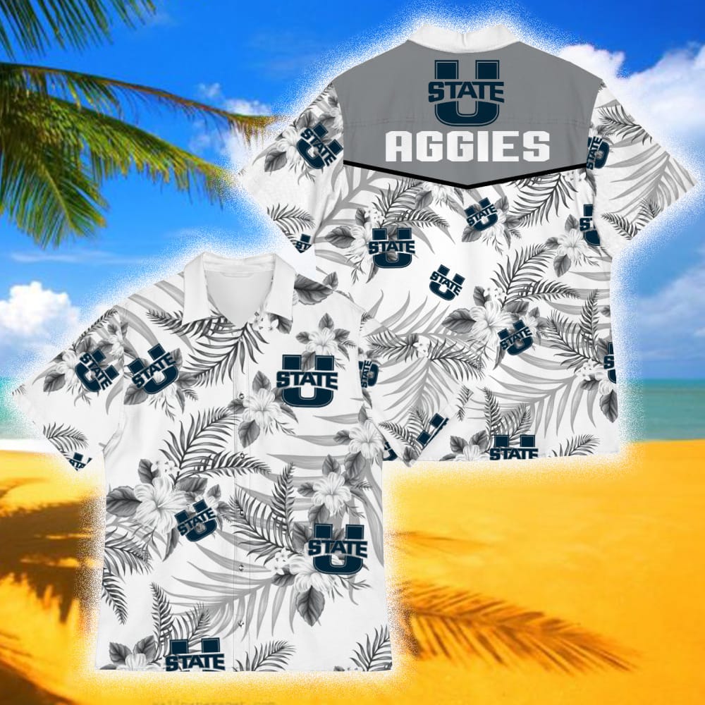 Utah State Aggies Sports American Tropical Patterns Club Trending Summer 3D Hawaiian Shirt For Fans Men And Women Gift - 240124-105758
