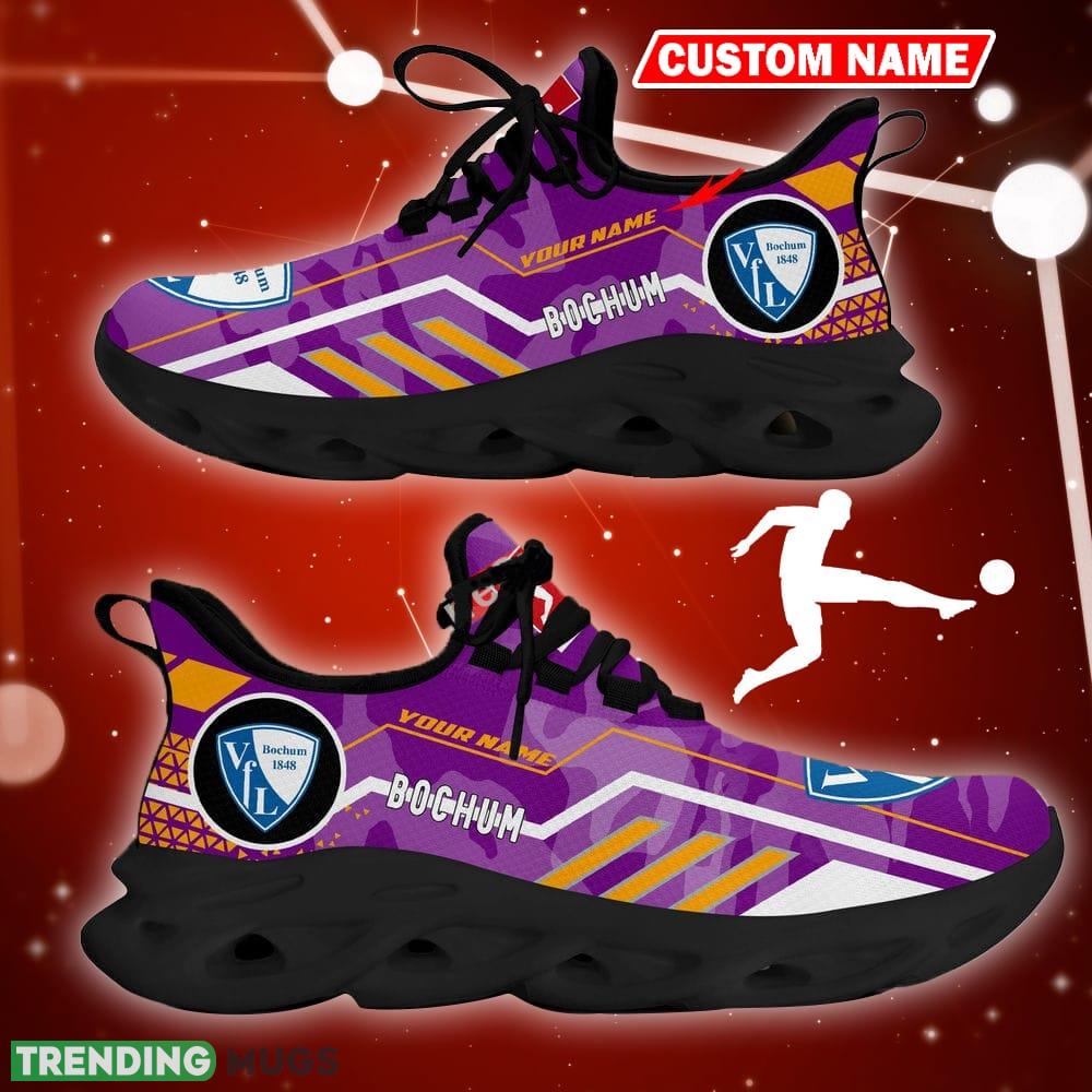 VfL Bochum Logo Running Sneakers Camo Purple Max Soul Shoes Custom Name Max Soul VfL Bochum Logo Running Sneakers Camo Purple Max Soul Shoes Custom Name Max Soul