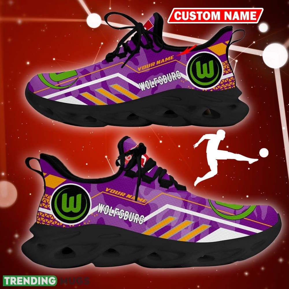 VfL Wolfsburg Logo Chunky Sneakers Camo Purple Max Soul Shoes Custom Name Max Soul VfL Wolfsburg Logo Chunky Sneakers Camo Purple Max Soul Shoes Custom Name Max Soul