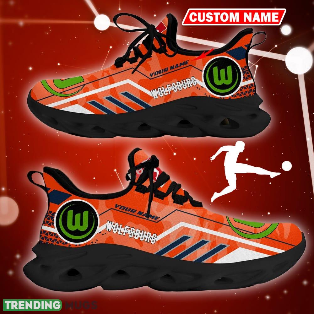 VfL Wolfsburg Logo Running Sneakers Camo Orange Max Soul Shoes Custom Name - VfL Wolfsburg Logo Camo Chunky Sneakers Triangle Pattern Max Soul Shoes Photo 10 VfL Wolfsburg Logo Running Sneakers Camo Orange Max Soul Shoes Custom Name - VfL Wolfsburg Logo Camo Chunky Sneakers Triangle Pattern Max Soul Shoes Photo 10