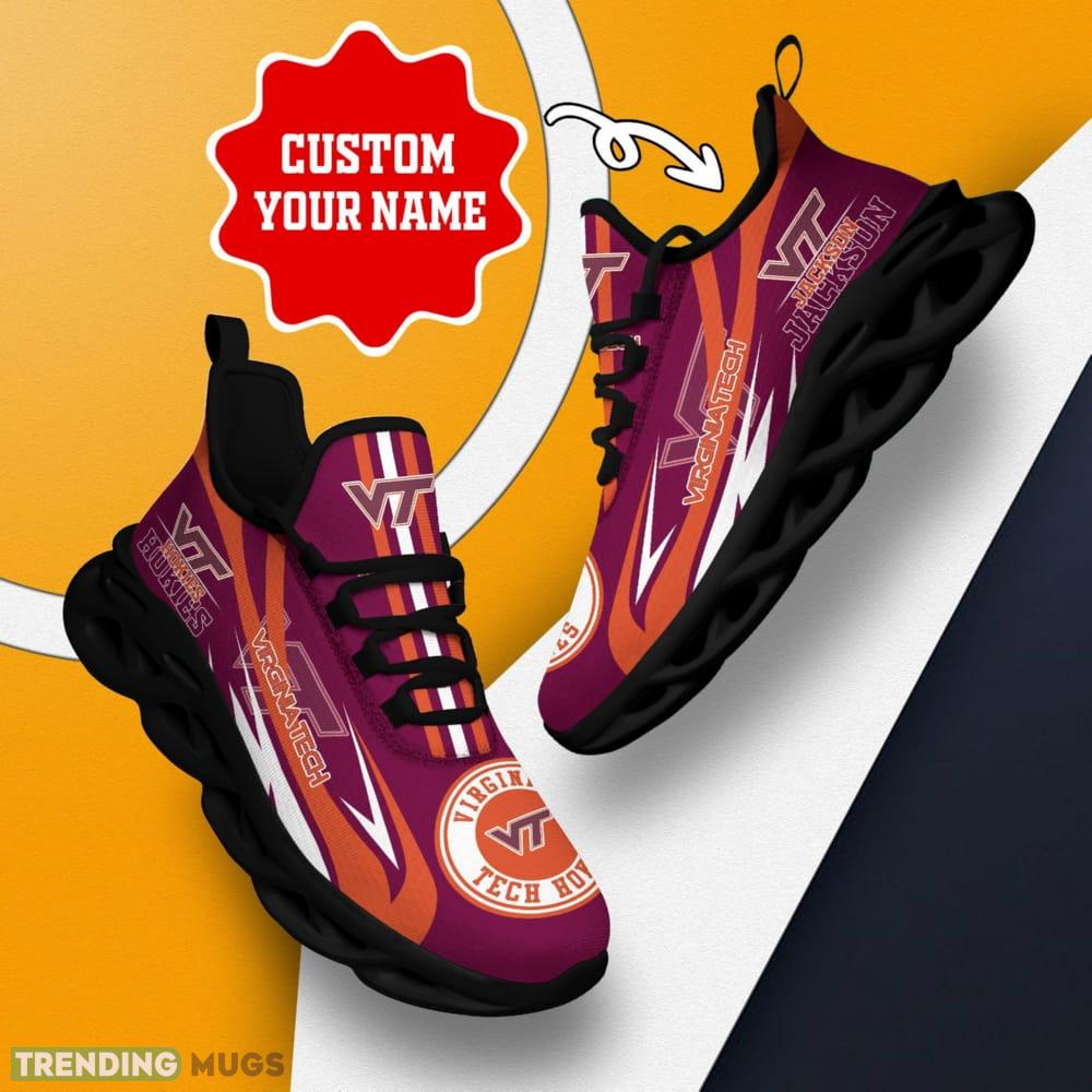 Virginia Tech Hokies Logo Line Pattern Custom Name 3D Max Soul Sneaker Shoes Max Soul Virginia Tech Hokies Logo Line Pattern Custom Name 3D Max Soul Sneaker Shoes Max Soul
