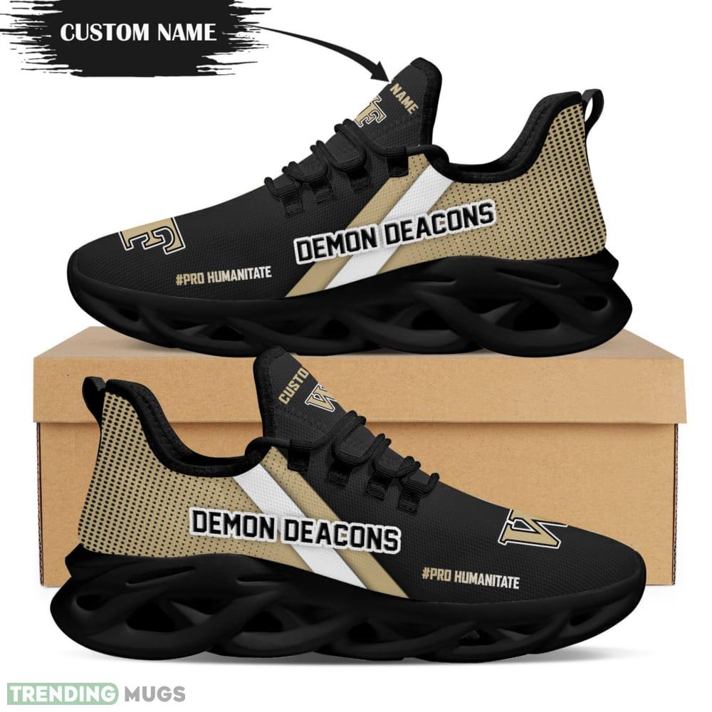 Wake Forest Demon Deacons Logo Custom Name Pattern 3D Max Soul Sneaker Shoes In Brown And Black Max Soul Wake Forest Demon Deacons Logo Custom Name Pattern 3D Max Soul Sneaker Shoes In Brown And Black Max Soul