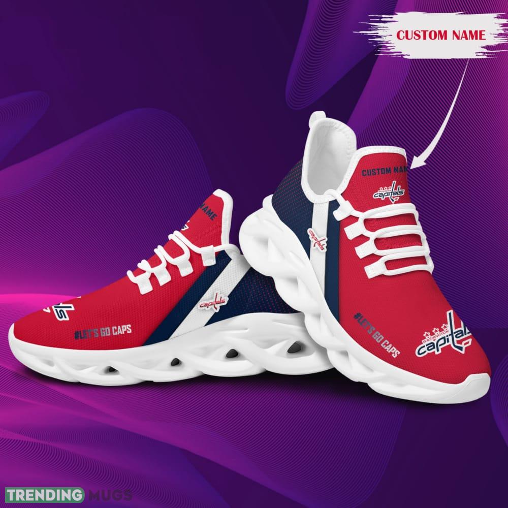 Washington Capitals Logo Custom Name Pattern 3D Max Soul Sneaker Shoes In Red And Blue Max Soul Washington Capitals Logo Custom Name Pattern 3D Max Soul Sneaker Shoes In Red And Blue Max Soul